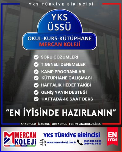 YKS ÜSSÜ ile Sende Kazanacaksın Mercan Koleji Fen ve Anadolu Lisesi